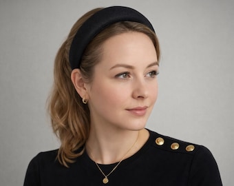 Crown Headband in Black Sinamay