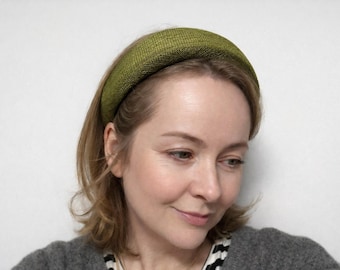 Crown Headband in a Olive Green Sinamay