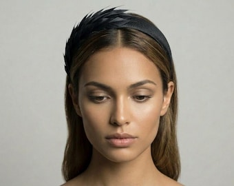Black Feather Headband | Elegant Evening Headpiece | Formal Occasion Hair Accessory | Minimal Chic Style