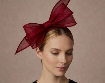 Burgundy Statement Bow Fascinator | Ascot, Derby Raceday | Ladies Day Headpiece