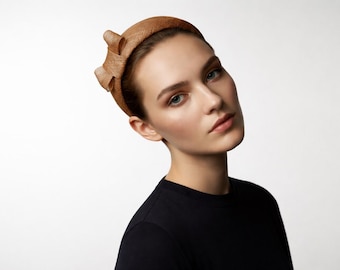 Structured Bow Headband | Wedding Guest | Church Services | Formal Events | Camel Brown