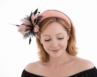 Feather Flower Crown in Pink and Black - Ready Made
