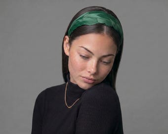 Forest Green Feather Crown Headband | Church Service | Formal Occasion | Cocktail Headpiece | Wedding Guest