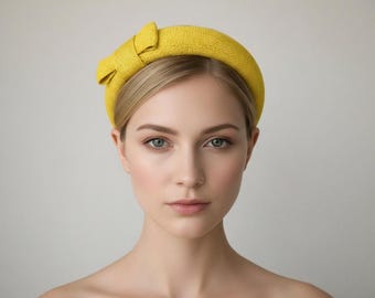 Retro Bow Headband in Daffodil Yellow Sinamay
