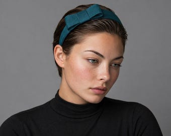 Teal Headband with Structured Bow for Weddings | Formal Services | Races