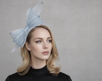 Large Structured  Bow Headband in Powdered Cornflower| Kentucky Derby | Preakness Stakes | Wedding Guest