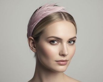 Feather Detail Headband in Heather Pink Sinamay