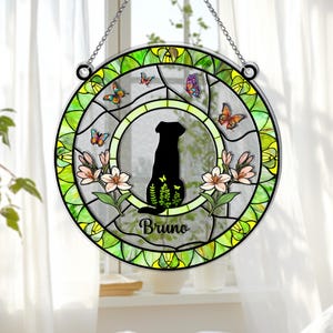 Personalized Dog Memorial Stained Glass Suncatcher Custom Dog Breed Acrylic Window Hanging Gifts For Pet Lover Dog Lover Gift Christmas Gift