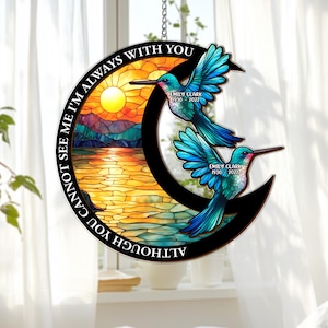 Personalized Hummingbird Memorial Suncatcher: Sympathy Gift, Loss of Loved One