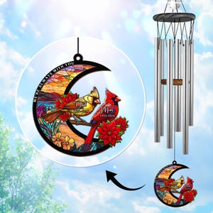 Carillón de viento personalizado conmemorativo de cardenal, regalo en memoria de un ser querido