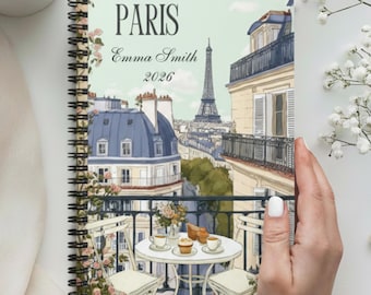 Personalized Paris Travel Journal – Eiffel Tower Notebook | Gift for Paris Lovers, France Trip Memory Book
