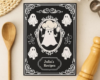 Ghost Chef Recipe Book | Personalized Gothic Cookbook Journal | Cute Ghost Kitchen Notebook | Custom Name Family Recipes Keepsake
