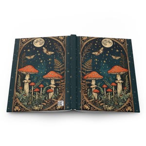 Magical Mushroom Journal – Witchy Notebook with Moon & Moths | Fantasy Cottagecore Forest Diary image 7