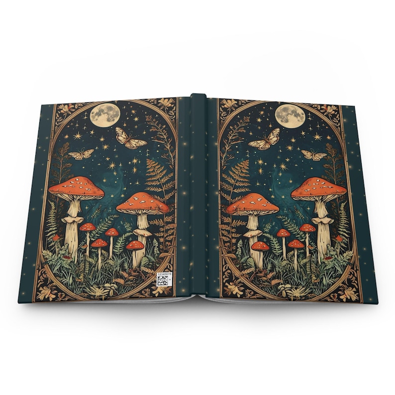 Magical Mushroom Journal – Witchy Notebook with Moon & Moths | Fantasy Cottagecore Forest Diary image 7
