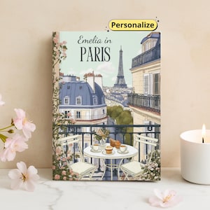 Paris Travel Journal – Personalized Notebook for Her | Eiffel Tower Diary, Name Custom Gift