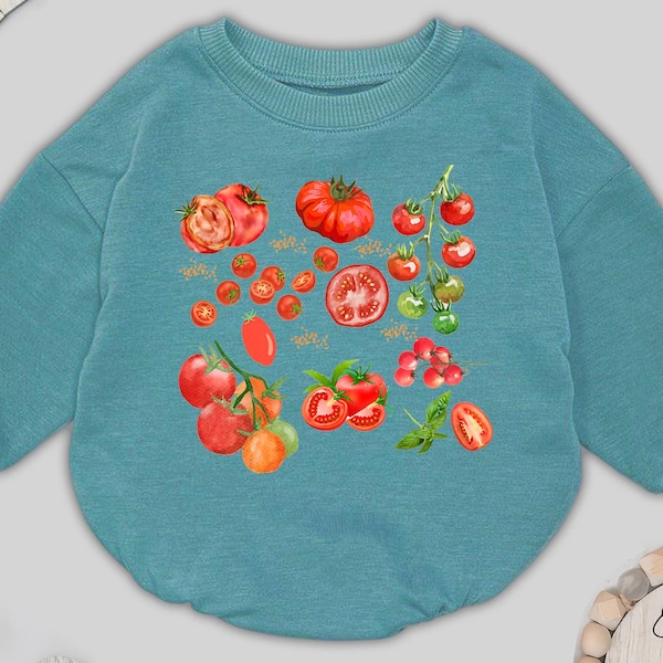 Tomato Girl Summer Romper, Fruit Botanical Romper, Cottagecore Vegan Garden Playsuit, Vegetable Print Jumpsuit, Aesthetic Cottagecore Outfit