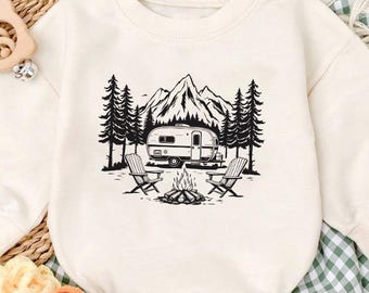 Retro Cozy Camping Romper, Camper Van Campfire Mountain Woodland, Boho Adventure Nature Romper, Hiking Trip Gift