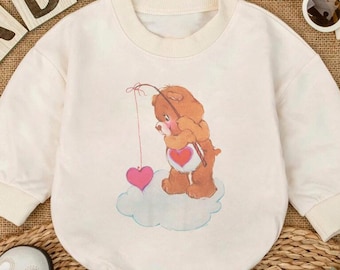 Care Bears Tenderheart Bear My First Valentine's Day Baby Romper, Vintage Love Fishing Graphic, Unisex Newborn Toddler Outfit