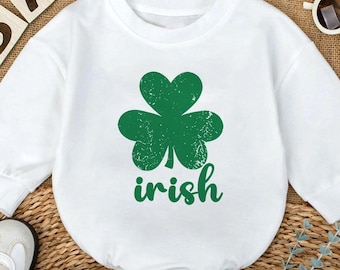 St Patrick’s Day Baby Romper Funny Shamrock, Lucky Clover Irish Outfit, Newborn Toddler One Piece, Unisex Green Day Wear