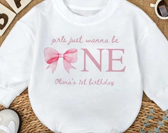Personalized Girls Just Wanna Be One Romper, 1st Birthday Girl Outfit, First Birthday Romper, Baby Girl Birthday Gift, One Year Old Outfit