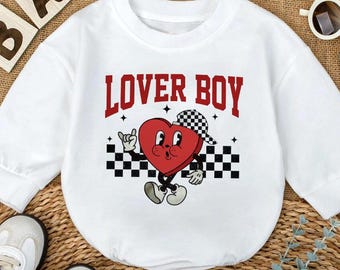 Lover Boy Baby Romper, Retro Valentine Toddler Romper, Boys Valentine Outfit, Cute Valentine Gift, Cute Kids Valentine Clothes