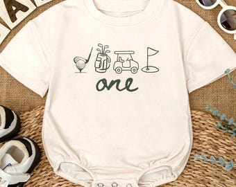 One Golf Birthday Romper, Baby Golf Outfit, Hole in One Birthday Shirt, First Birthday Golf Theme, Smash Cake Outfit, Toddler Golf Clothes