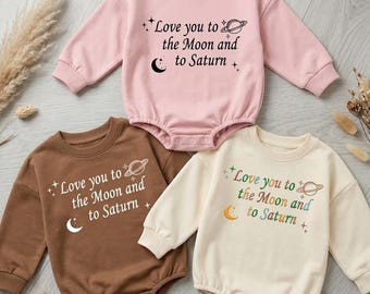 Love You to the Moon and Saturn Baby Romper, Celestial Baby Outfit, Gender Neutral Newborn Bodysuit, Baby Shower Gift