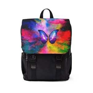 Colorful Butterfly Shoulder Backpack, Bohemian Style Bag, Travel Companion, Gift for Nature Lovers, Back to School Essentials