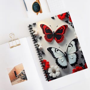 Butterfly Spiral Notebook - Ruled Line, Floral Journal, Butterfly Decor, Nature Inspired Writing, Gift for Students, Art Lover&#39;s Diary