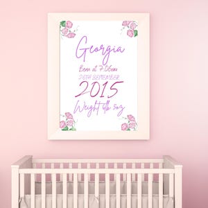 Birth Details Poster Digital Download Baby Girl Poster or Baby Boy Poster for Newborn Details
