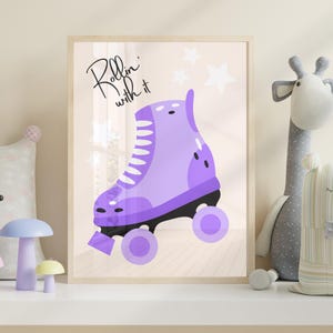 Colourful roller skate art print for kids bedroom or nursery, instant download - various sizes