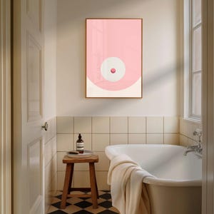 Funny Bathroom Decor Digital Poster Print - Big Boob and Body Parts Art - portrait, various sizes available