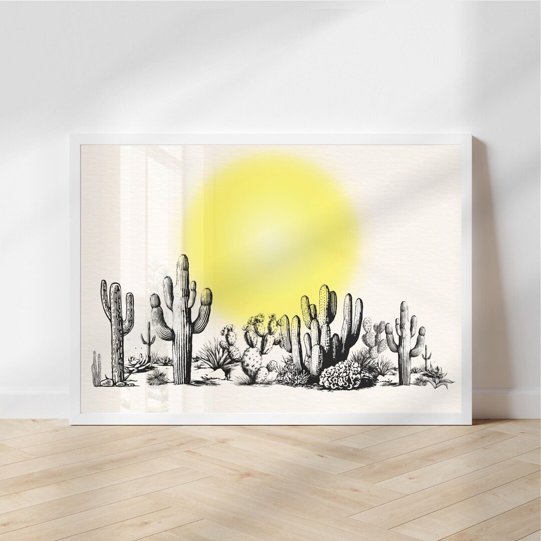 Sunset Cactus Digital Poster Print - Desert Wild West Wall Art - Ideal ...