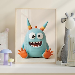 Funny Kids Monster digital print for Playful Nursery Decor - cute fun design for kids room too - portrait orientation, Multiple Sizes