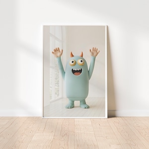 Super fun Kids Monster digital print for Playful Nursery Decor - cute fun design for kids room too - portrait orientation, Multiple Sizes