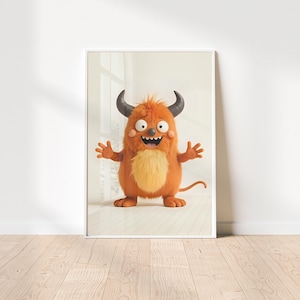 Adorable Kids Monster digital print for Playful Nursery Decor - cute fun design for kids room too - portrait orientation, Multiple Sizes