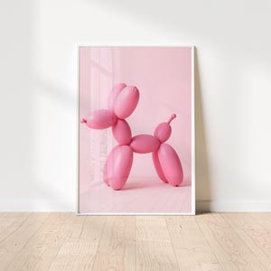 Pink Balloon Dog Print - Modern fun Aesthetic Art for Dorm, kids, nursery, living Room Decor - various sizes available