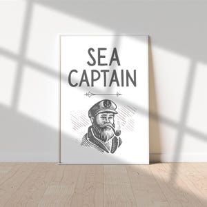 Sea Captain Portrait Print: Nautical Theme, Tonal Design (Digital Download)