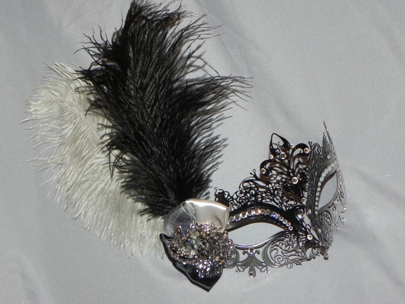 Black and Silver Metallic Masquerade Mask Made to Order | Etsy