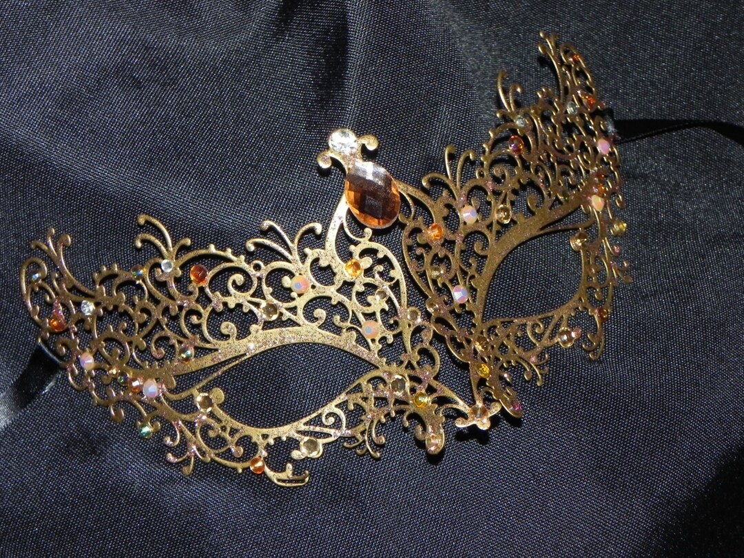 Metal Masquerade Mask With Blush and Champagne Accents - Etsy