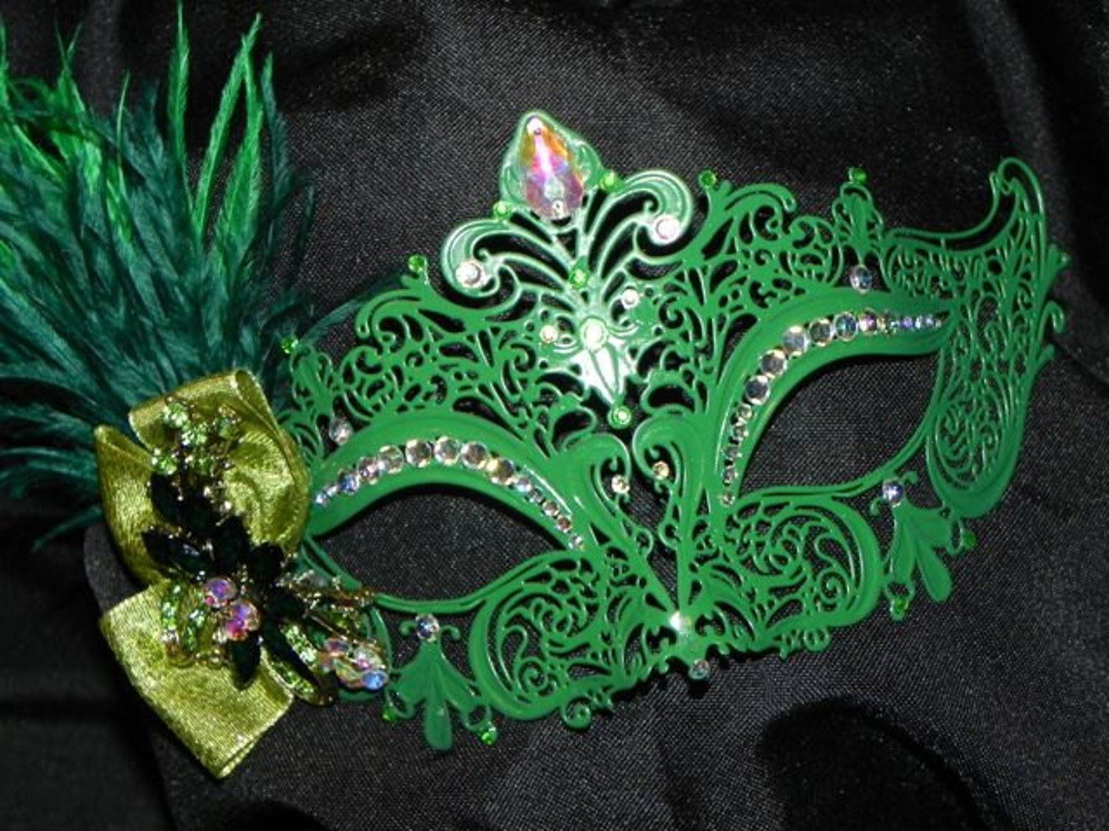 Metallic Masquerade Mask in Shades of Green - Etsy