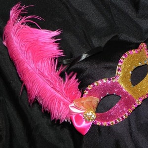 Masquerade Mask in Shades of Hot Pink and Gold image 4