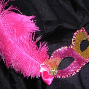 Masquerade Mask in Shades of Hot Pink and Gold image 1