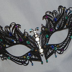 Masquerade Mask - Metal Mask in Turquoise, Blue and Purple