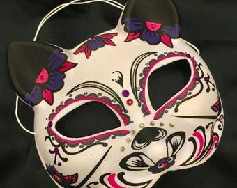 Kitty Day of the Dead Halloween Mask