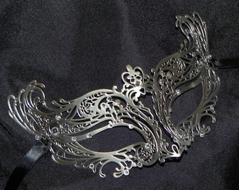 Metallic Filigree Masquerade Mask with Extra Stones Around the Eyes