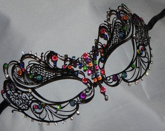 Multi Colored Metallic Masquerade Mask - Rainbow Mask