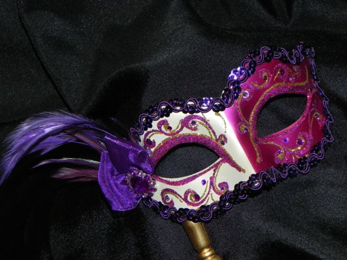 Shades Of Purple And Gold Mardi Gras Mask Etsy 