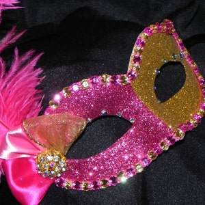 Masquerade Mask in Shades of Hot Pink and Gold image 2