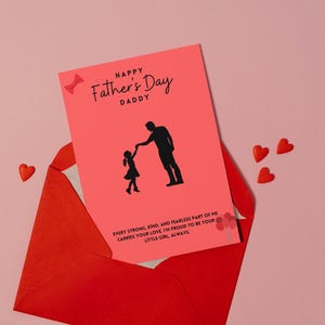 Orgulhosa de ser sua garotinha – Cartão digital de Dia dos Pais 5x7 da minha filha | Download instantâneo para impressão